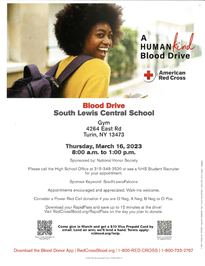 Honors Society is hosting a Blood Drive